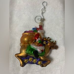 Old World Ornament - Santa Claus Riding a Reindeer